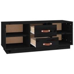 Berkfield Home TV Cabinet Black 100x34x40 cm Solid Wood Pine - Size: 100 x 34 x 40 cm - thumbnail 7