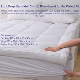 Glamhaus Luxury Mattress Topper Fitted Skirt - Oeko Tex 100 & Silvadur - King in White - thumbnail 4