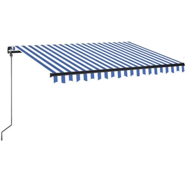 Berkfield Home Manual Retractable Awning with LED 350x250 cm Blue & White - image 1