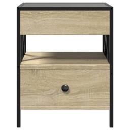Berkfield Home Bedside Table with Infinity LED Sonoma Oak 40x40x51 cm in Brown - Size: 40 x 40 x 51 cm - thumbnail 6