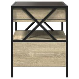 Berkfield Home Bedside Table with Infinity LED Sonoma Oak 40x40x51 cm in Brown - Size: 40 x 40 x 51 cm - thumbnail 7