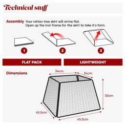 Christmas Village Square Rattan Christmas Tree Skirt - Grey - thumbnail 7