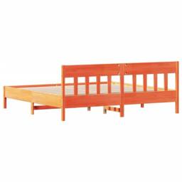 Berkfield Home Beautiful Bed Frame Frame Wax Brown 180x200 cm Super King Solid W in Orange - thumbnail 6
