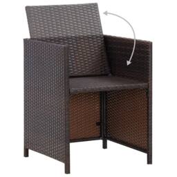 Berkfield Home Elegant 13 Piece Outdoor Dining Set with Cushions Poly Rattan Brown - thumbnail 8