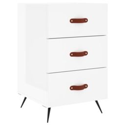 Berkfield Home Bedside Cabinet High Gloss White 40x40x66 cm Engineered Wood - Size: 40 x 40 x 66 cm - thumbnail 2