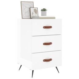 Berkfield Home Bedside Cabinet High Gloss White 40x40x66 cm Engineered Wood - Size: 40 x 40 x 66 cm - thumbnail 4