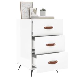 Berkfield Home Bedside Cabinet High Gloss White 40x40x66 cm Engineered Wood - Size: 40 x 40 x 66 cm - thumbnail 3