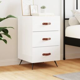 Berkfield Home Bedside Cabinet High Gloss White 40x40x66 cm Engineered Wood - Size: 40 x 40 x 66 cm - thumbnail 1