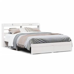 Berkfield Home Bed Frame with Headboard without Mattress White 120x200 cm - Size: Small Double - thumbnail 2