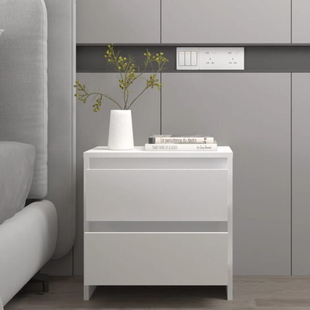 Berkfield Home Bedside Cabinet White 45x34.5x44.5 cm Engineered Wood - image 1
