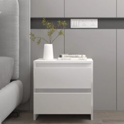 Berkfield Home Bedside Cabinet White 45x34.5x44.5 cm Engineered Wood - thumbnail 1