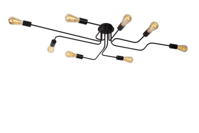 Lucide 'LESTER' Dimmable Stylish Indoor Decorative Flush Ceiling Light 8xE27 in Black - image 1