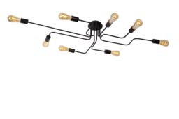 Lucide 'LESTER' Dimmable Stylish Indoor Decorative Flush Ceiling Light 8xE27 in Black - thumbnail 1