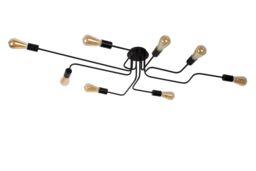 Lucide 'LESTER' Dimmable Stylish Indoor Decorative Flush Ceiling Light 8xE27 in Black - thumbnail 2