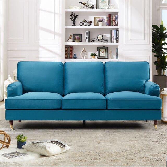 Artemis Home Woodbury 218cm Wide 3 Seat Velvet Fabric Sofa in Teal - image 1