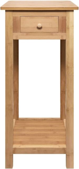 Hygrad Built to Survive Bamboo Tall Side Bedroom Living Room Nightstand w/ Drawer & Lower Shelf - Slim Bedside Table for Telephone, Hallway or Narrow - image 1