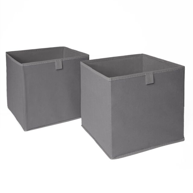 OHS Pack of 2 Plain Folding Cube Storage Boxes in Charcoal - image 1