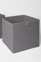 OHS Pack of 2 Plain Folding Cube Storage Boxes in Charcoal - thumbnail 2
