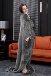 Ezysleep Wearable Lounge Blanket in Grey - Size: 150 cm x 200 cm - thumbnail 1