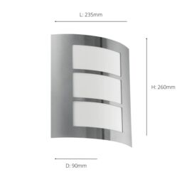 Eglo City Stainless Steel Outdoor Wall Light - Weatherproof (IP44) - (D) 23.5cm in Silver - thumbnail 5