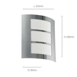 Eglo City Stainless Steel Outdoor Wall Light - Weatherproof (IP44) - (D) 23.5cm in Silver - thumbnail 4
