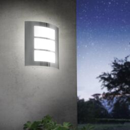 Eglo City Stainless Steel Outdoor Wall Light - Weatherproof (IP44) - (D) 23.5cm in Silver