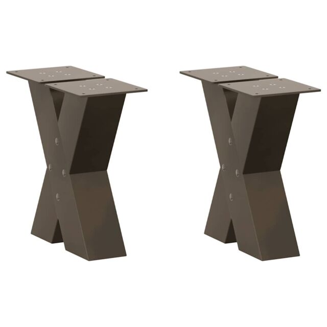 Berkfield Home Coffee Table Legs X-Shaped 2 pcs Natural Steel 30x(30-31) cm Steel in Brown - image 1