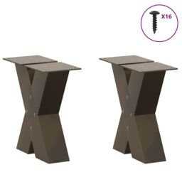 Berkfield Home Coffee Table Legs X-Shaped 2 pcs Natural Steel 30x(30-31) cm Steel in Brown - thumbnail 3
