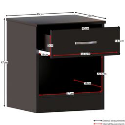 Home Discount Vida Designs Riano 3Pc Bedroom Set - 4 Drawer Chest, 3 Door Wardrobe in Black - thumbnail 5