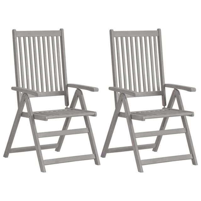 Berkfield Home Garden Reclining Chairs 2 pcs Grey Solid Acacia Wood - image 1