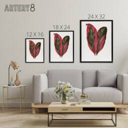 "Artery8 AF Lydon B Fawcett Pink Dracaena Terminalis Leaf Framed Canvas Art in White - Size: W12"" x H16""" - thumbnail 4