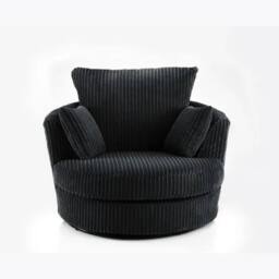 LUXURY LIFE Amalfi Dylan Jumbo Cord Fabric Swivel Chair in Black - thumbnail 2