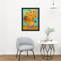 "Artery8 Wall Art Print Vincent Willem Van Gogh Dutch Sunflowers Large Framed Wall Décor Art in White - Size: W18"" x H24""" - thumbnail 2