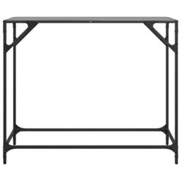 Berkfield Home Console Table with Black Glass Top 98x35x81 cm Steel - Size: 98 x 35 x 81 cm - thumbnail 4