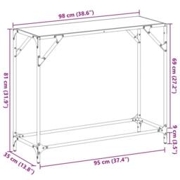 Berkfield Home Console Table with Black Glass Top 98x35x81 cm Steel - Size: 98 x 35 x 81 cm - thumbnail 9