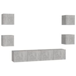 Berkfield Home 6 Piece TV Cabinet Set Concrete Grey Engineered Wood - thumbnail 2