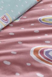 Appletree 'Rainbow Pom' 100% Cotton Reversible Kids Duvet Cover Set With Pom Pom Embellishments - Size: Double - thumbnail 2