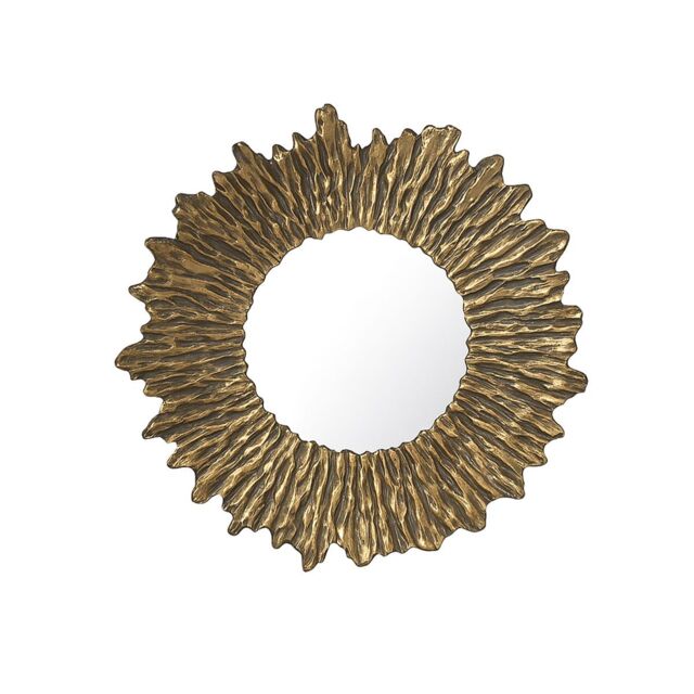 Melody Maison Large Antique Gold Round Sunburst Mirror - 74cm X 74cm in Metallic Gold - Size: 74 cm X 74 cm - image 1