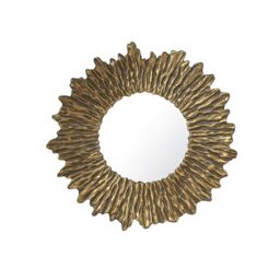 Melody Maison Large Antique Gold Round Sunburst Mirror - 74cm X 74cm in Metallic Gold - Size: 74 cm X 74 cm