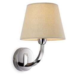Netlighting Fairmont 1 Light Single Indoor Wall Light Polished Stainless Steel Cream Linen Shade E14 in Grey