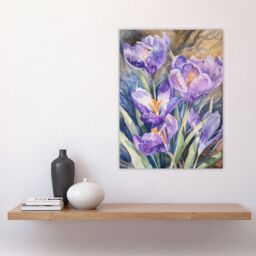 "Artery8 Wall Art Print Purple Watercolour Lilies Painting Springtime Poster - Size: W18"" x H24""" - thumbnail 4