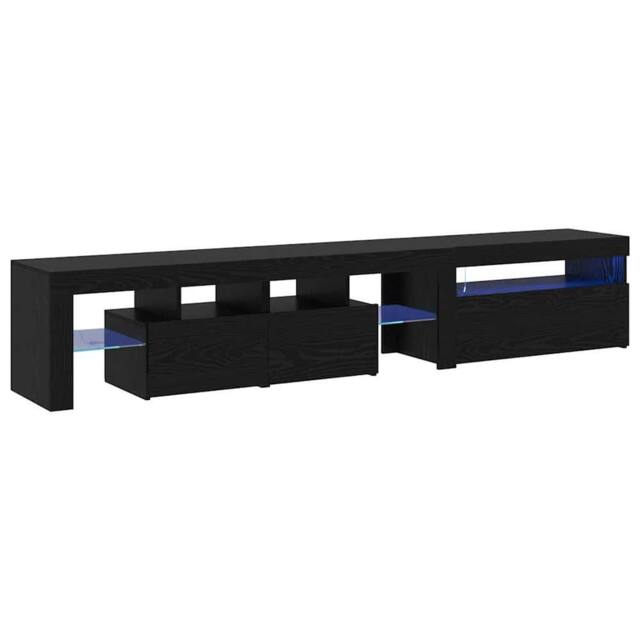 Berkfield Home TV Cabinets 2 pcs with LED Lights Black Oak Engineered Wood - image 1