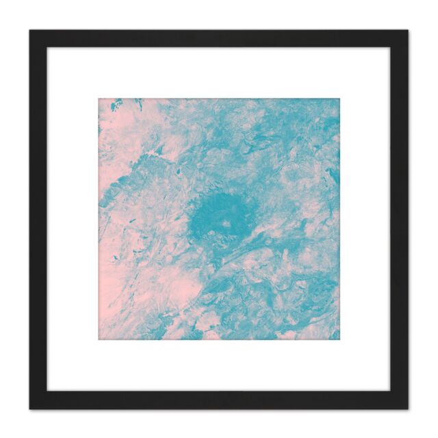 Artery8 Pink Blue Clouds Abstract Sky 8X8 Inch Square Wooden Framed Wall Art Print Picture with Mount in Black - image 1