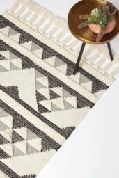 Homescapes Kota Black & Grey Kilim Wool Rug - Size: 160 cm x 230 cm - thumbnail 1