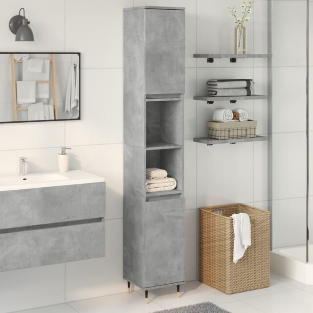 Berkfield Home Bathroom Cabinet Concrete Grey 30x30x190 cm Engineered Wood - Size: 30 x 30 x 190 cm - image 1