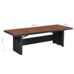 Berkfield Home Garden Table 240x90x74 cm Poly Rattan & Solid Acacia Wood in Brown - Size: 240 x 90 x 74 cm - thumbnail 4