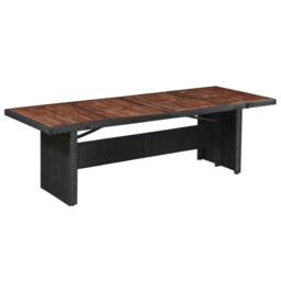 Berkfield Home Garden Table 240x90x74 cm Poly Rattan & Solid Acacia Wood in Brown - Size: 240 x 90 x 74 cm - thumbnail 1