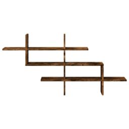 Berkfield Home Wall Shelf Smoked Oak 124.5x18x60.5 cm Engineered Wood in Brown - thumbnail 4