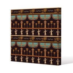 Benjamin Tate Design Orange & Black Hieroglyphs (Canvas Print) / 114 x 114 x 4cm in Natural - Size: 114 x 114 x 4 cm - thumbnail 1