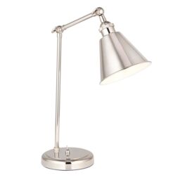 Loops Bright Nickel Table Lamp Light - Satin White Inner Shade - Knurled Detailing in Metallics